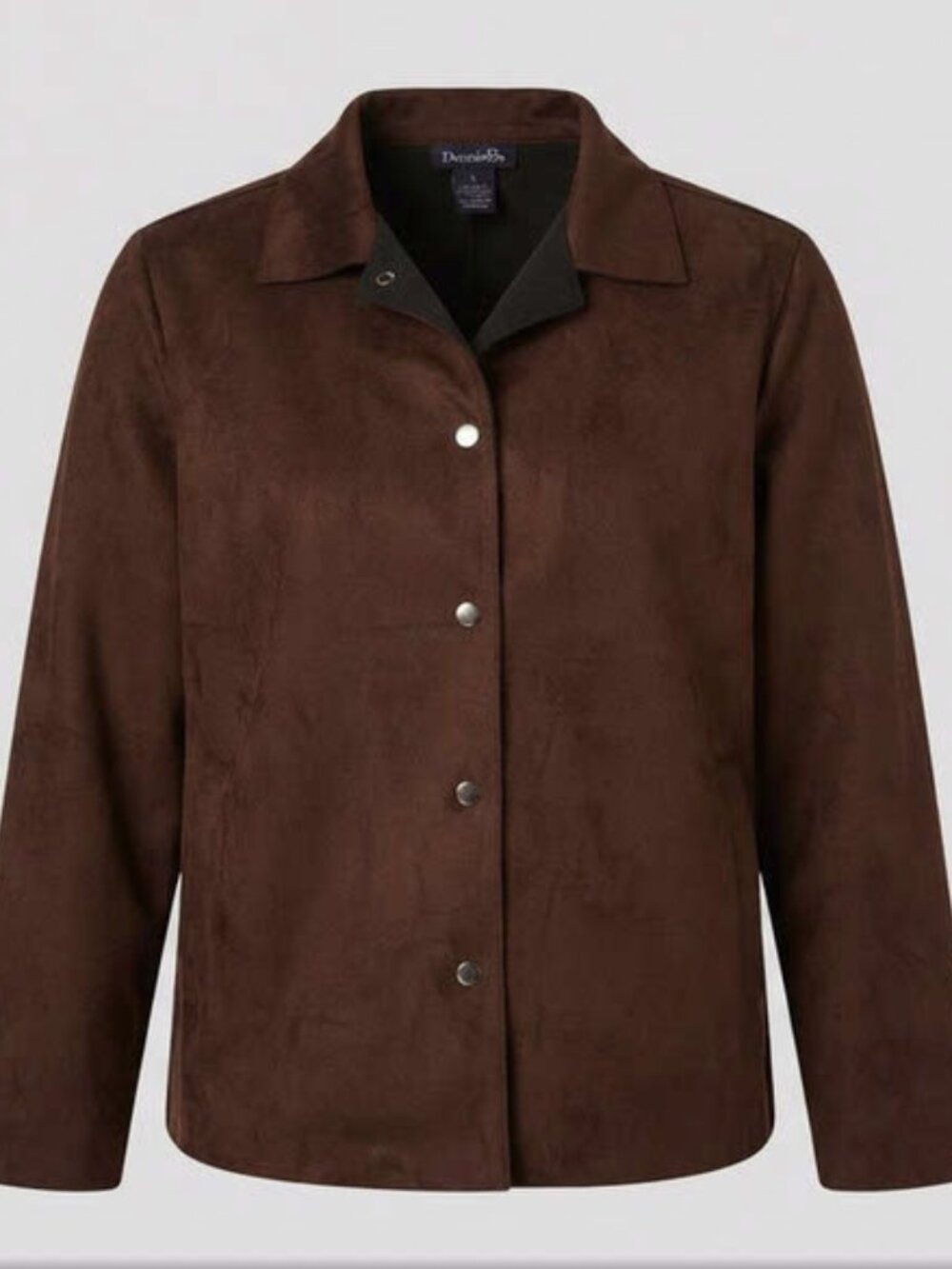 *2-4-$25* Denim & Co. Brown Faux Suede Fleece-Lined Snap Jacket Small